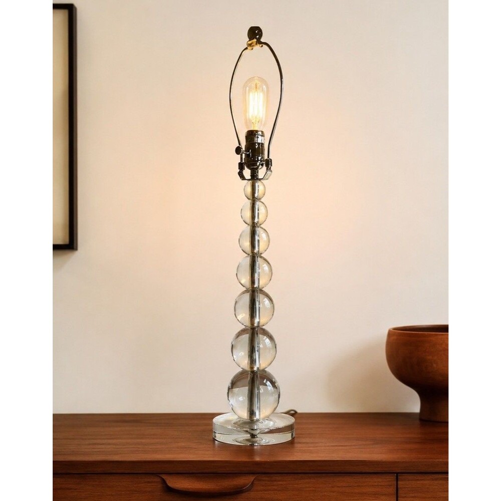 Vtg Mid Century Modern Stacked Lucite Ball Table Lamp Chrome 29" Total Height